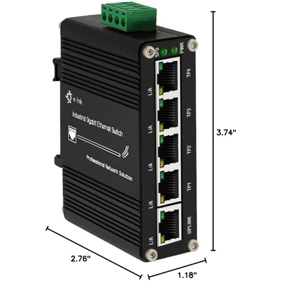 Mini Industrial 5-Port Gigabit Ethernet Switch - Hardened, 10/100/1000Mbps - Picture 8 of 12